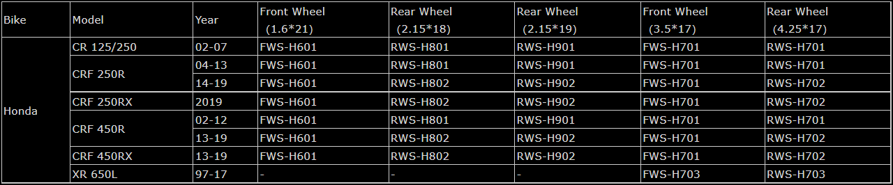 dirt bike wheel models 6h